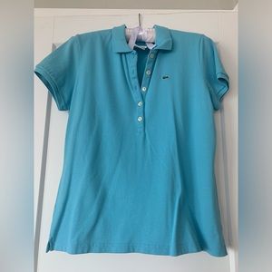 LACOSTE Women's Cotton Short Sleeve Polo Shirt Blue Size 46/Extra Large